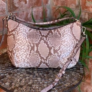 Michael Kors Elegant Snakeskin Shoulder Bag in Pink and Brown